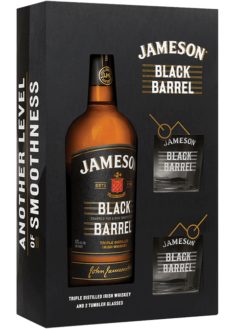 Gift Jameson Black Barrel W/2 Glasses