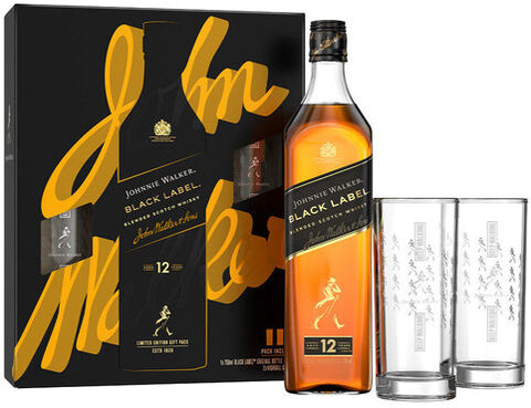 Gift Johnnie Walker Black W/Glasses